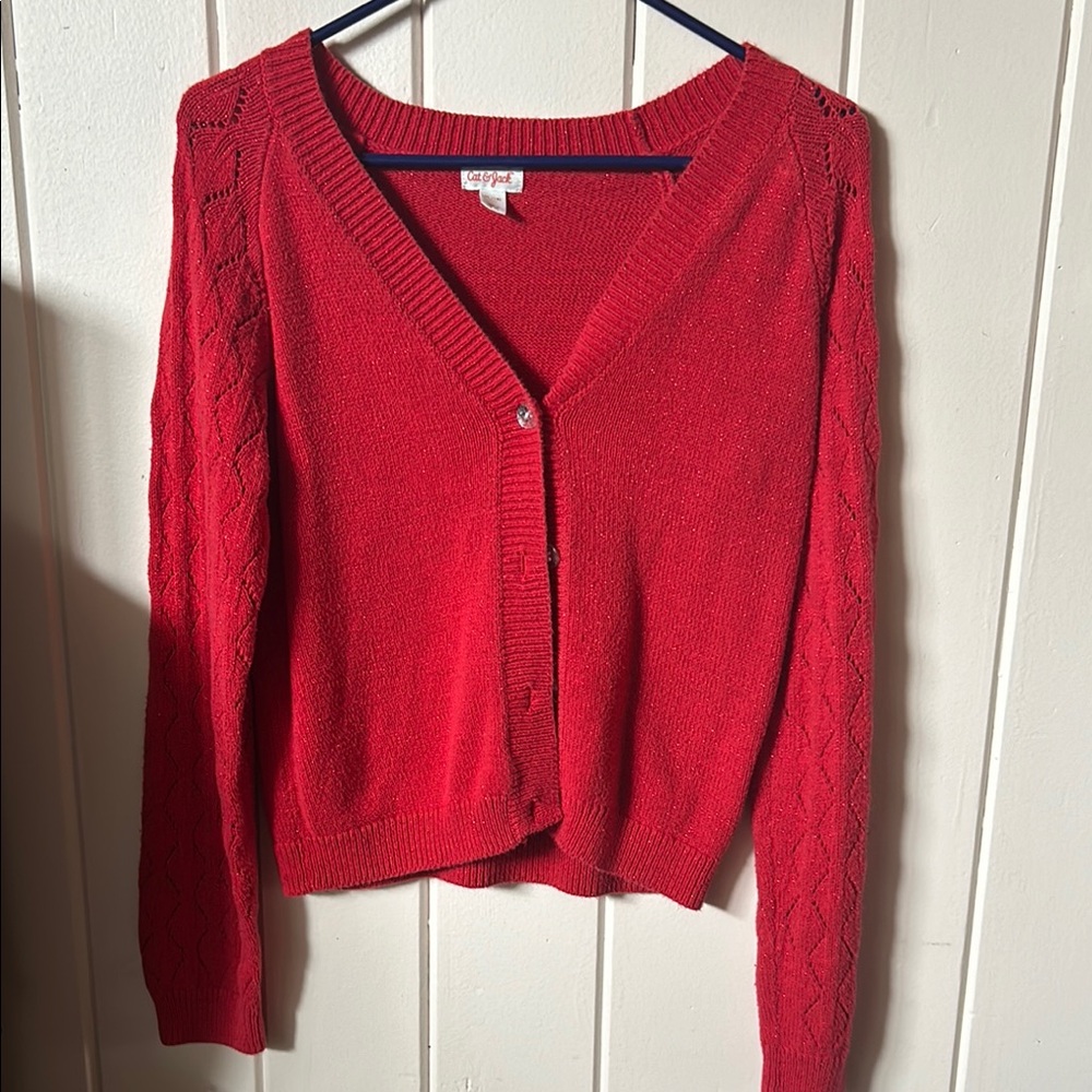 Cat & Jack Red Button-Up Cardigan